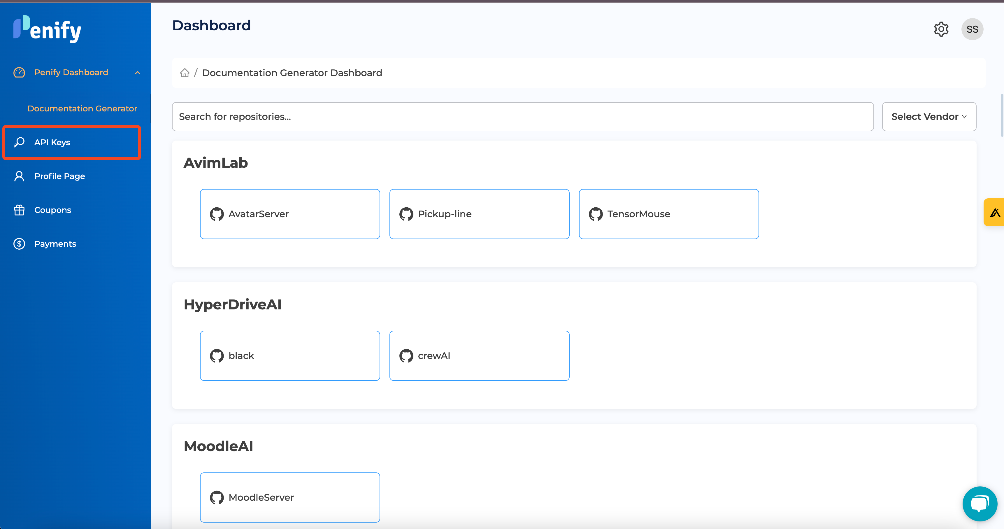 API Keys Navigation